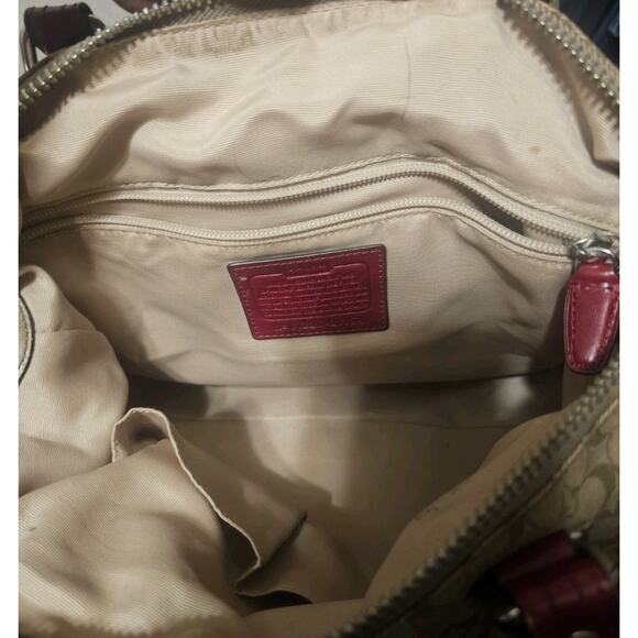 COACH LEGACY Red/Khaki Jacquard Signature Stripe Molly Two way Satchel 21154 - Picture 11 of 13